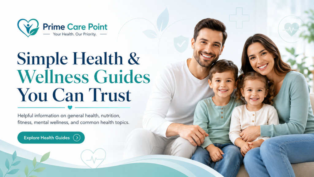 Happy family with children representing simple health and wellness guides by Prime Care Point
