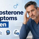 Middle-aged man experiencing fatigue and low energy linked to low testosterone symptoms in men.