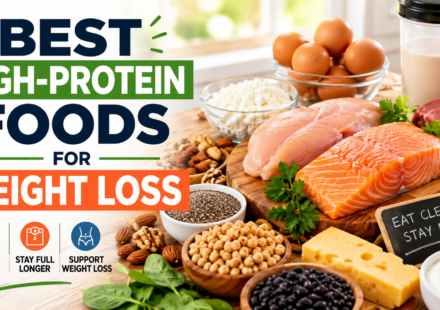 Best high-protein foods for weight loss including chicken, salmon, eggs, Greek yogurt, beans, and other healthy protein-rich foods.